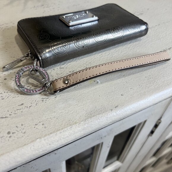 Michael Kors Jet Set Continental Logo Large Silver Wallets Brand - Picture 7 of 11